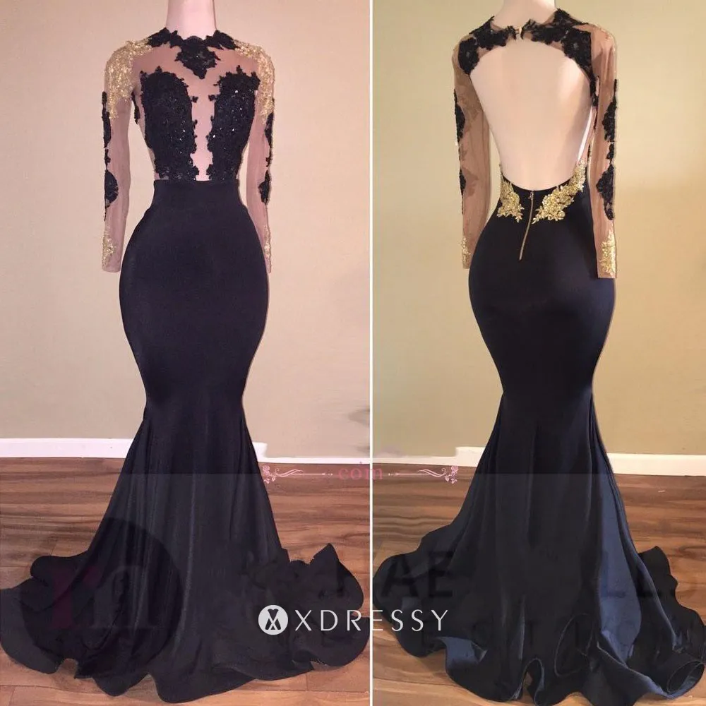 gold black lace open back illusion prom dress gold black lace open back illusion prom dress