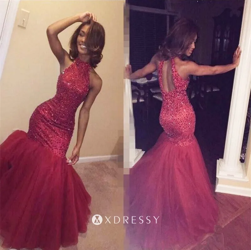 luxury diamonds cherry red drop waist trumpet prom gown luxury diamonds cherry red drop waist trumpet prom gown