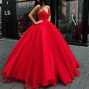 strapless sweetheart red Quinceaera ball gown