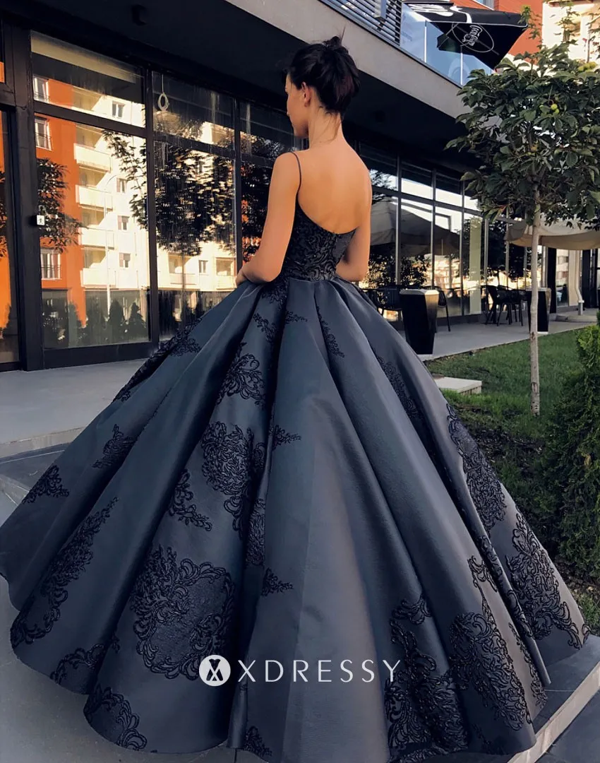 navy ball gown