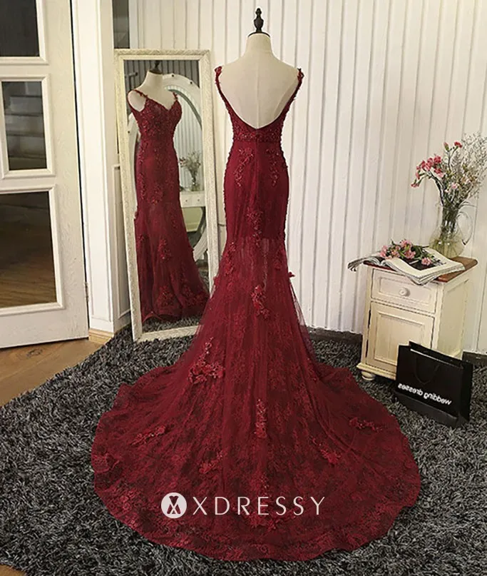 backless beaded ruby lace tulle trumpet vintage formal gown backless beaded ruby lace tulle trumpet vintage formal gown