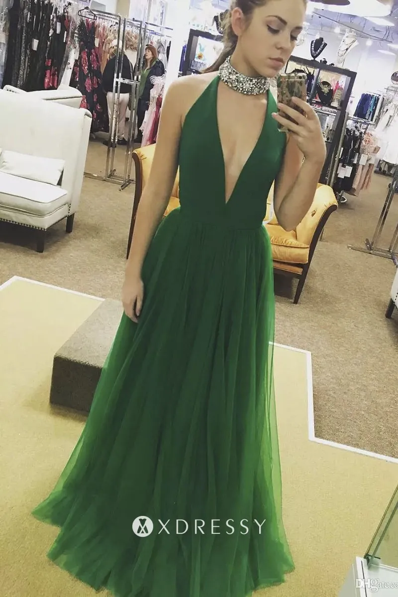 V neck beading collar rgreen prom dress V neck beading collar rgreen prom dress