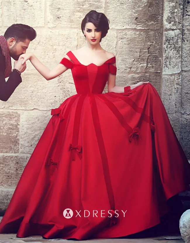 dark red off the shoulder bow applique engagement ball gown dark red off the shoulder bow applique engagement ball gown