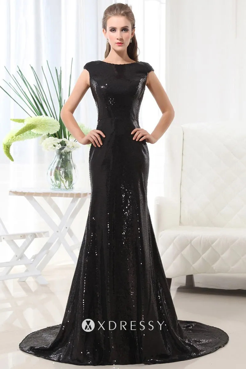 black sequin ball gown