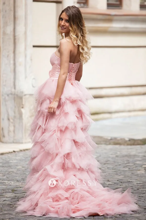 Cascading Ruffle Baby Pink Organza 