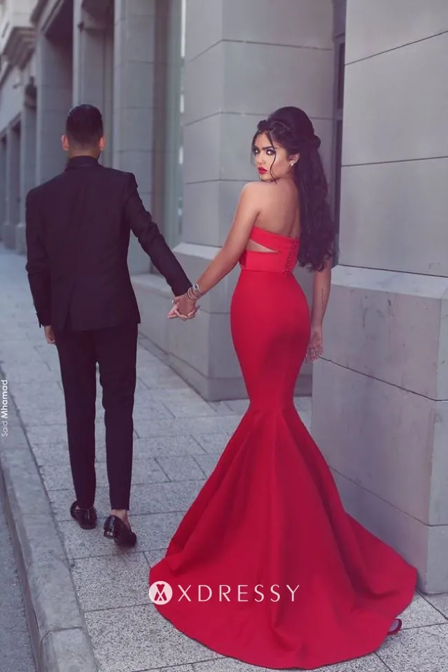 low back strapless cut out crimson trumpet engagement dress low back strapless cut out crimson trumpet engagement dress