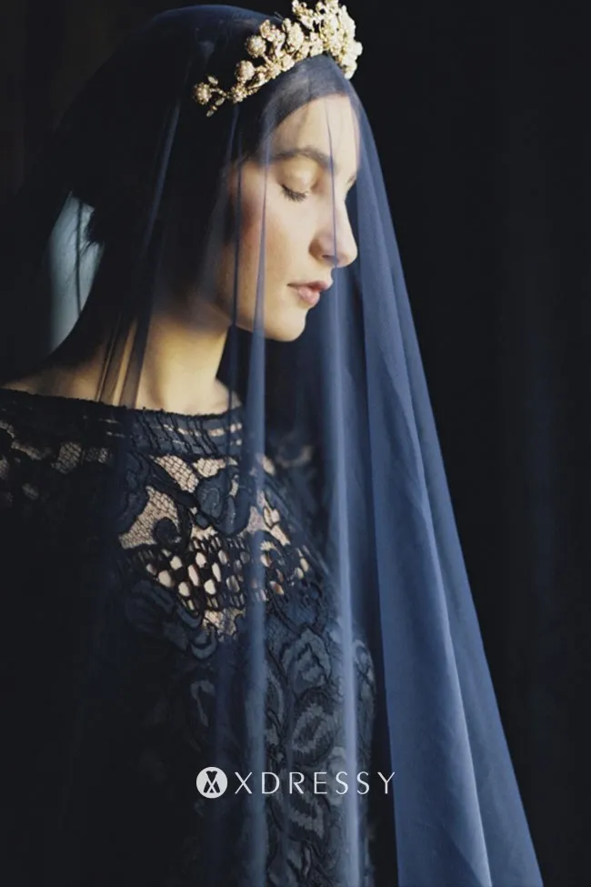 illusion neckline midnight navy layered formal dress