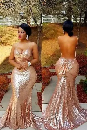 gold sequin body hugging backless long prom dress