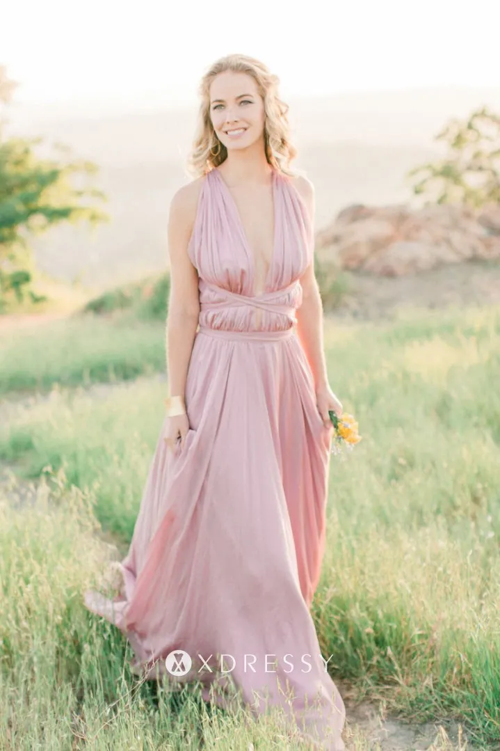 pearl pink plunging neck backless engagement dress pearl pink plunging neck backless engagement dress