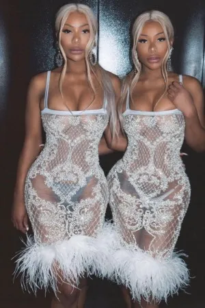 whimsical sheer white lace bodycon short prom gown