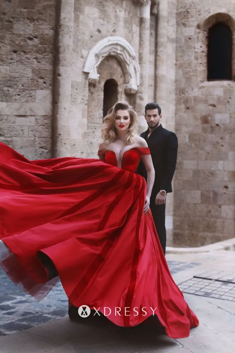 red engagement dress