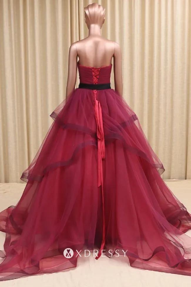 lace up low back wine red tulle prom ball gown lace up low back wine red tulle prom ball gown