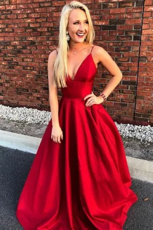 red satin formal dress