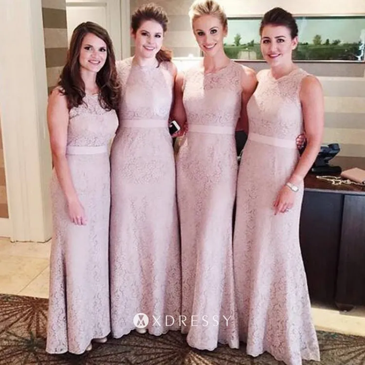 nude pink lace sleeveless long bridesmaid dresses nude pink lace sleeveless long bridesmaid dresses