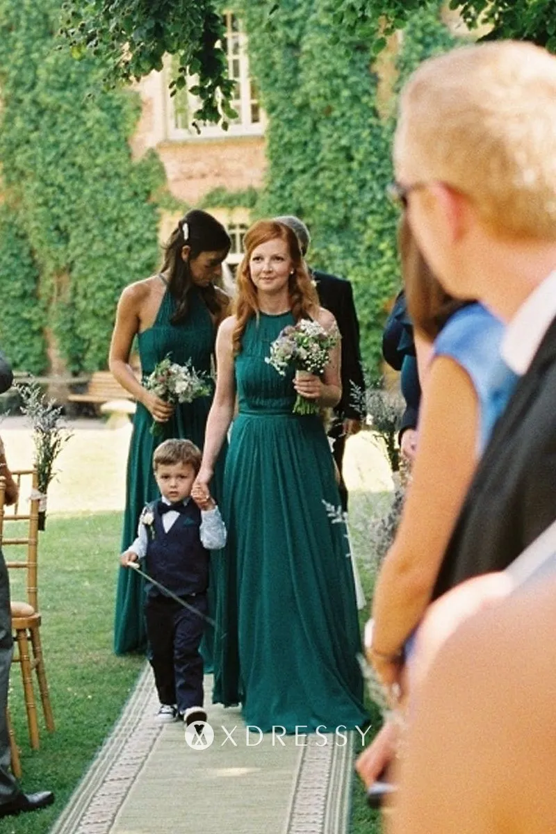 crew neck pleated green chiffon bridesmaid dresses crew neck pleated green chiffon bridesmaid dresses