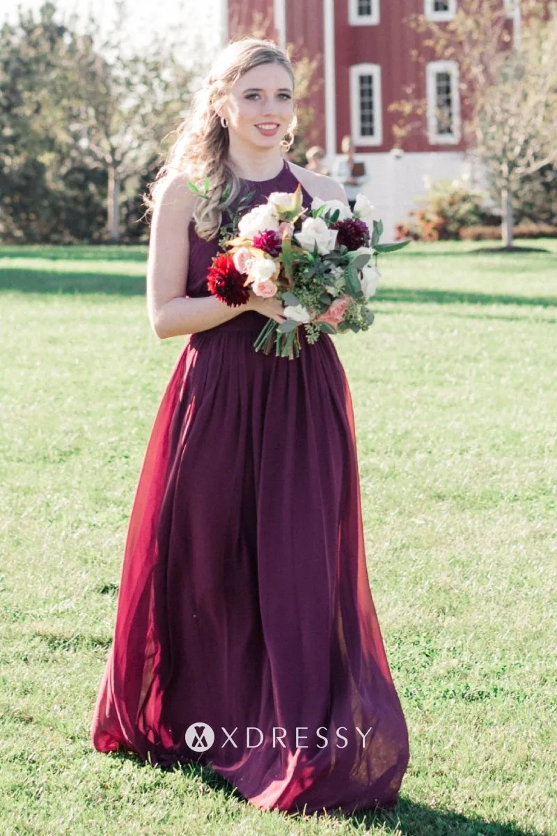 pleated maroon chiffon long bridesmaid dress pleated maroon chiffon long bridesmaid dress