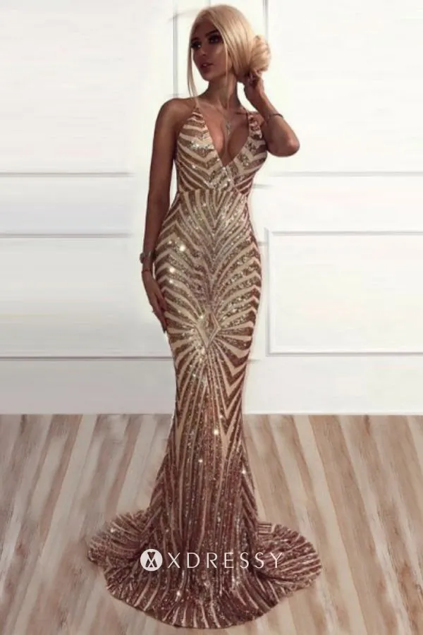 sparkly gold sequin plunging V neck backless prom dress sparkly gold sequin plunging V neck backless prom dress