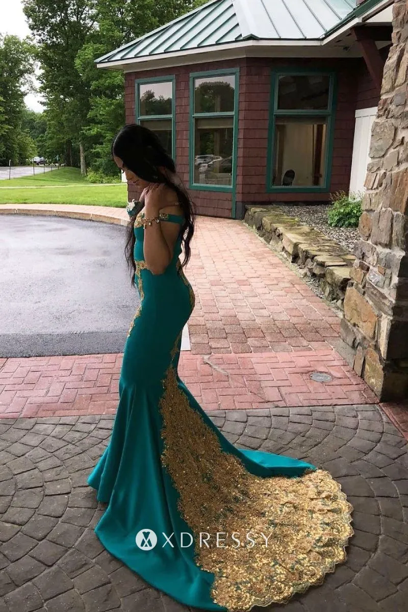 gold lace blue spandex designer prom gown gold lace blue spandex designer prom gown