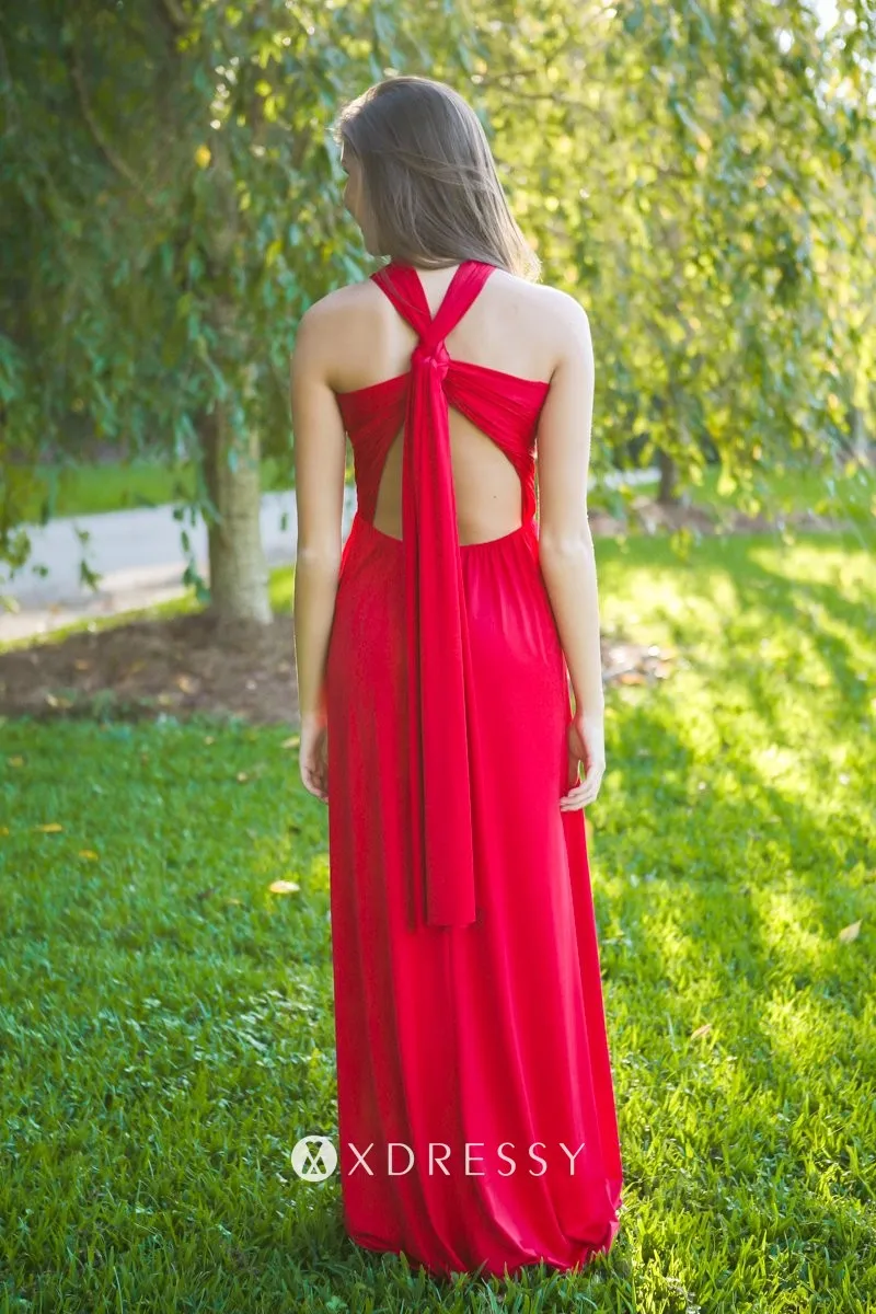 Multiway Bright Red Jersey Aline Bridesmaid Dress Xdressy