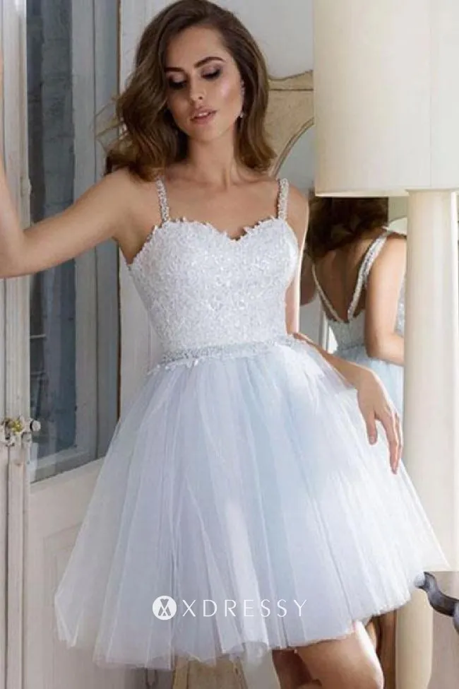 cheap off white lace tulle short homecoming dress