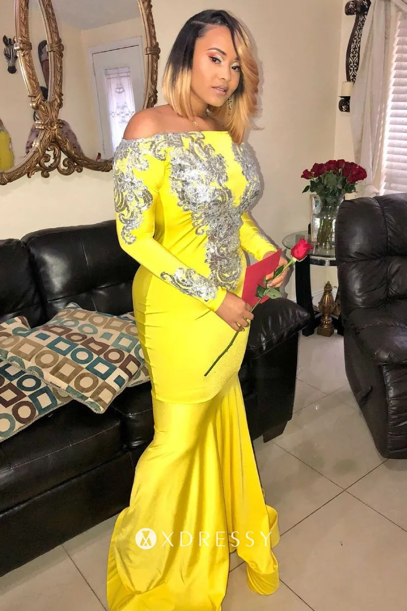 silver sequin yellow prom dress