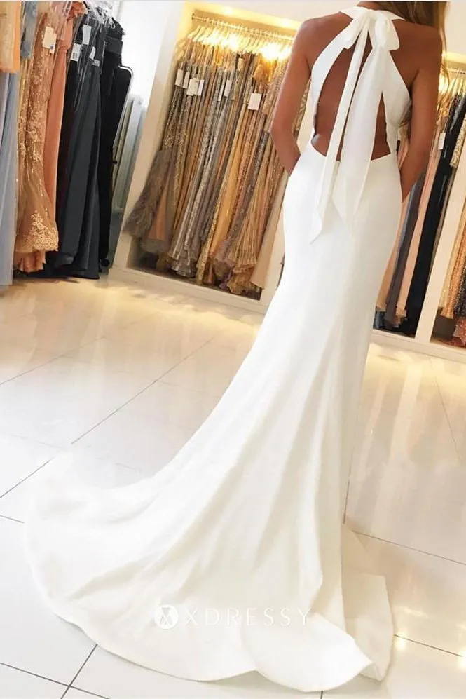 open back slit ivory spandex mermaid prom dress
