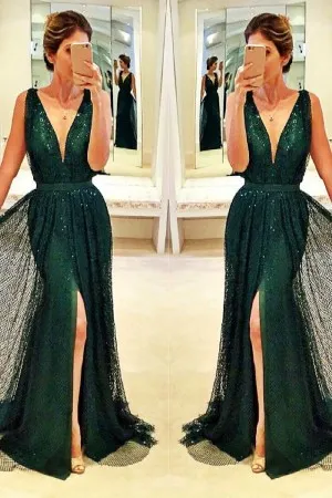 emerald sequin mermaid prom dress with overskirt