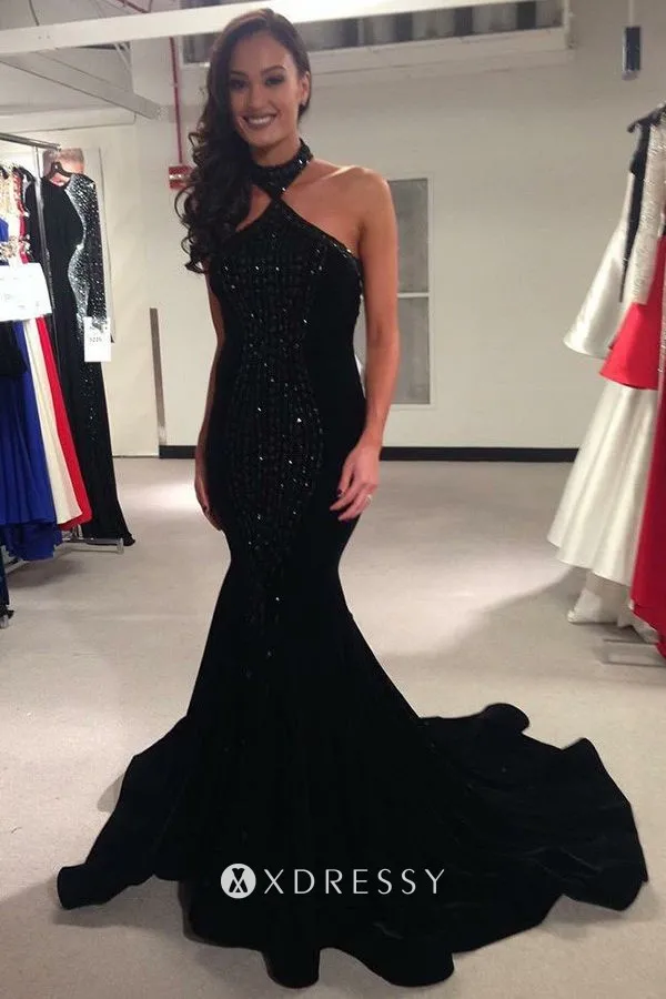 fully beaded black mermaid long train prom dress fully beaded black mermaid long train prom dress