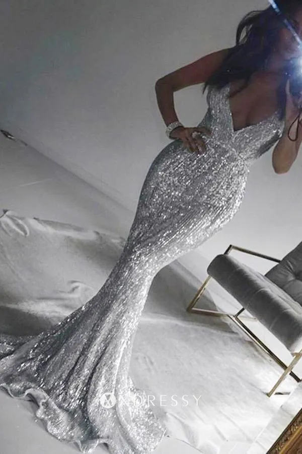 plunging V neck mermaid prom dress plunging V neck mermaid prom dress