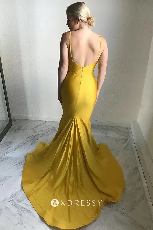 backless golden yellow mermaid formal gown backless golden yellow mermaid formal gown