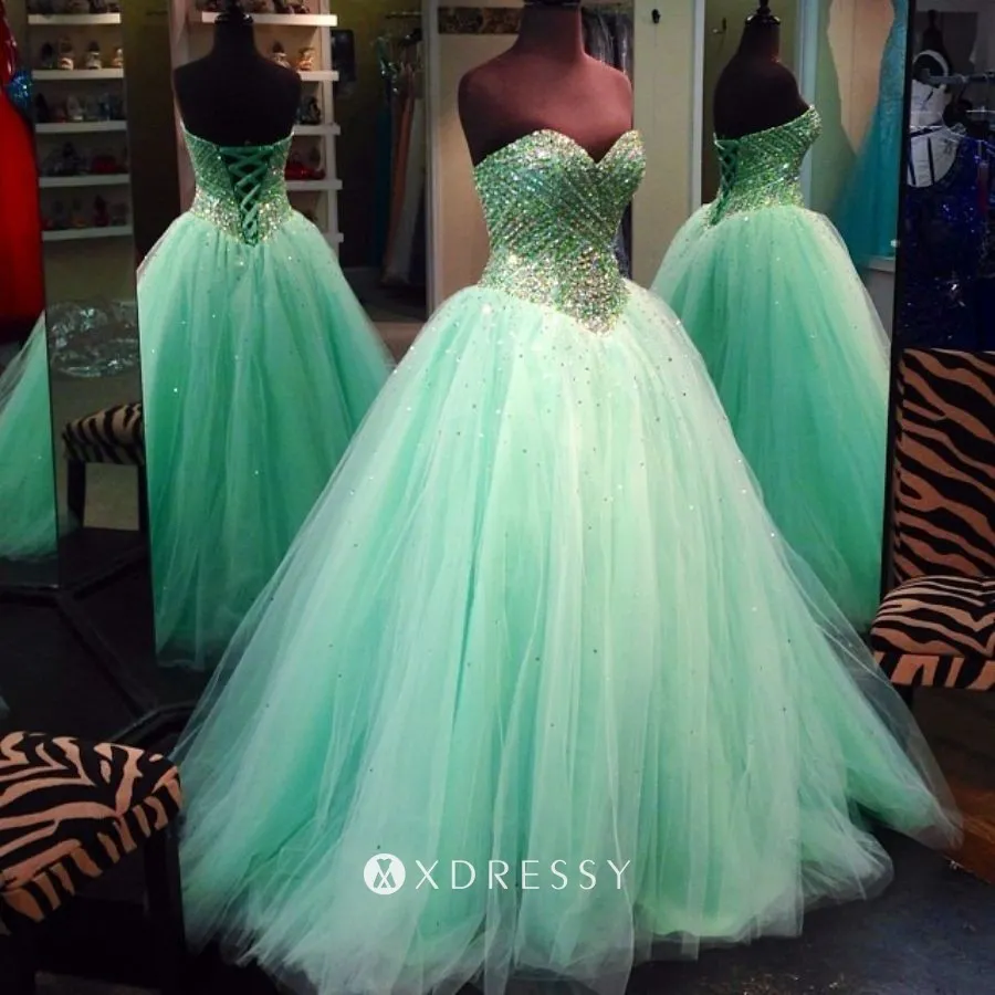 beaded strapless sweetheart mint tulle prom ball gown beaded strapless sweetheart mint tulle prom ball gown
