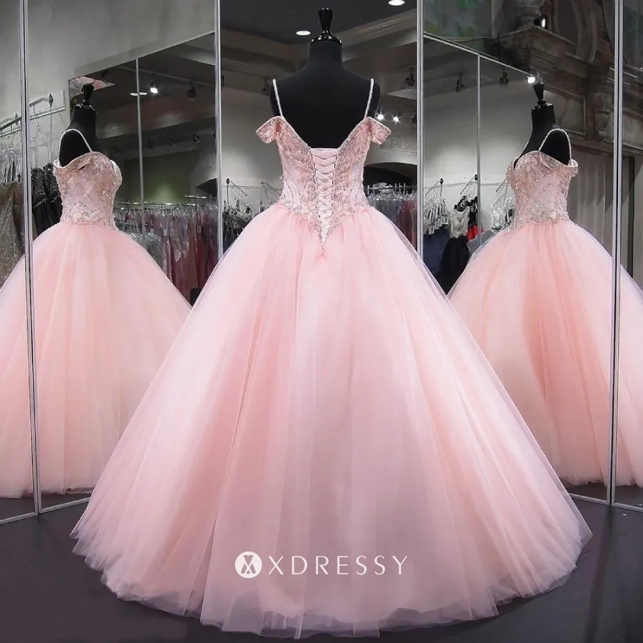 lace up low back beaded baby pink prom ball gown lace up low back beaded baby pink prom ball gown