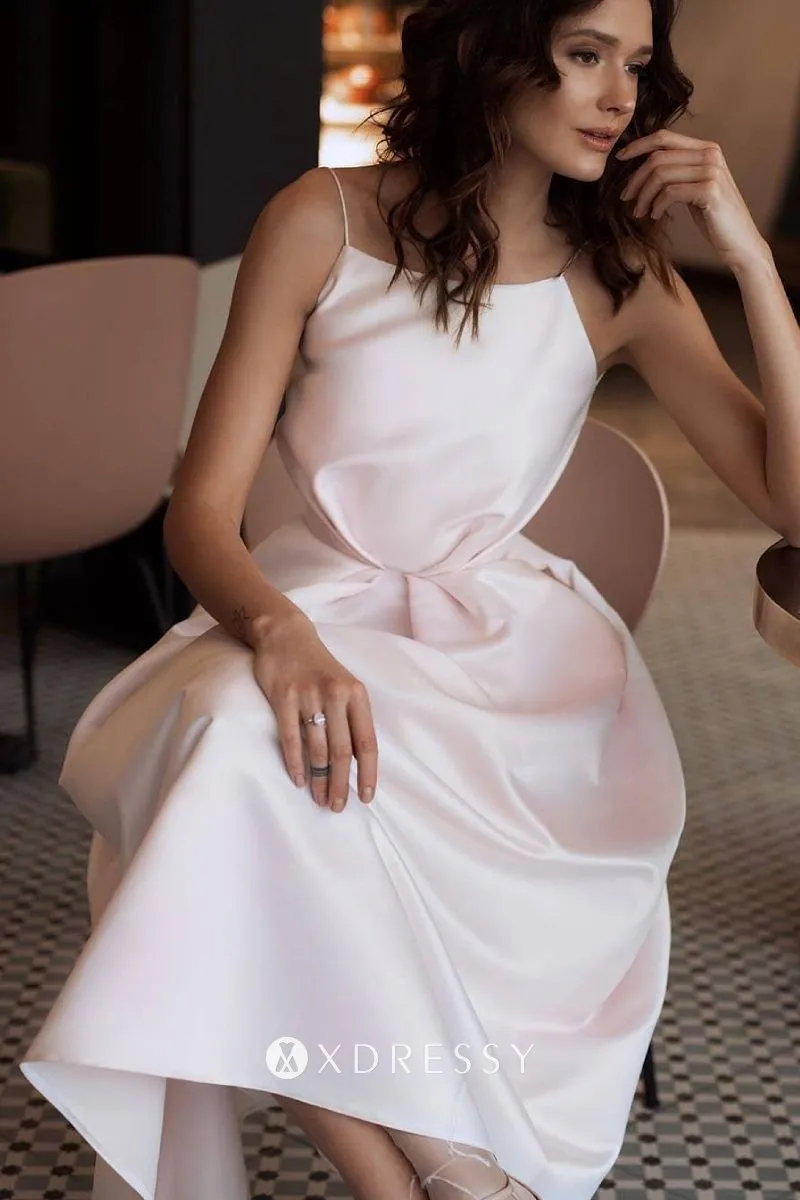 white simple prom dress with pockets