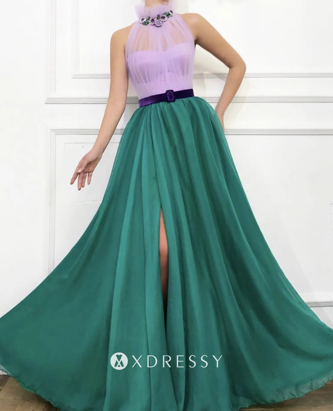 high slit sheer tulle teal evening dress high slit sheer tulle teal evening dress