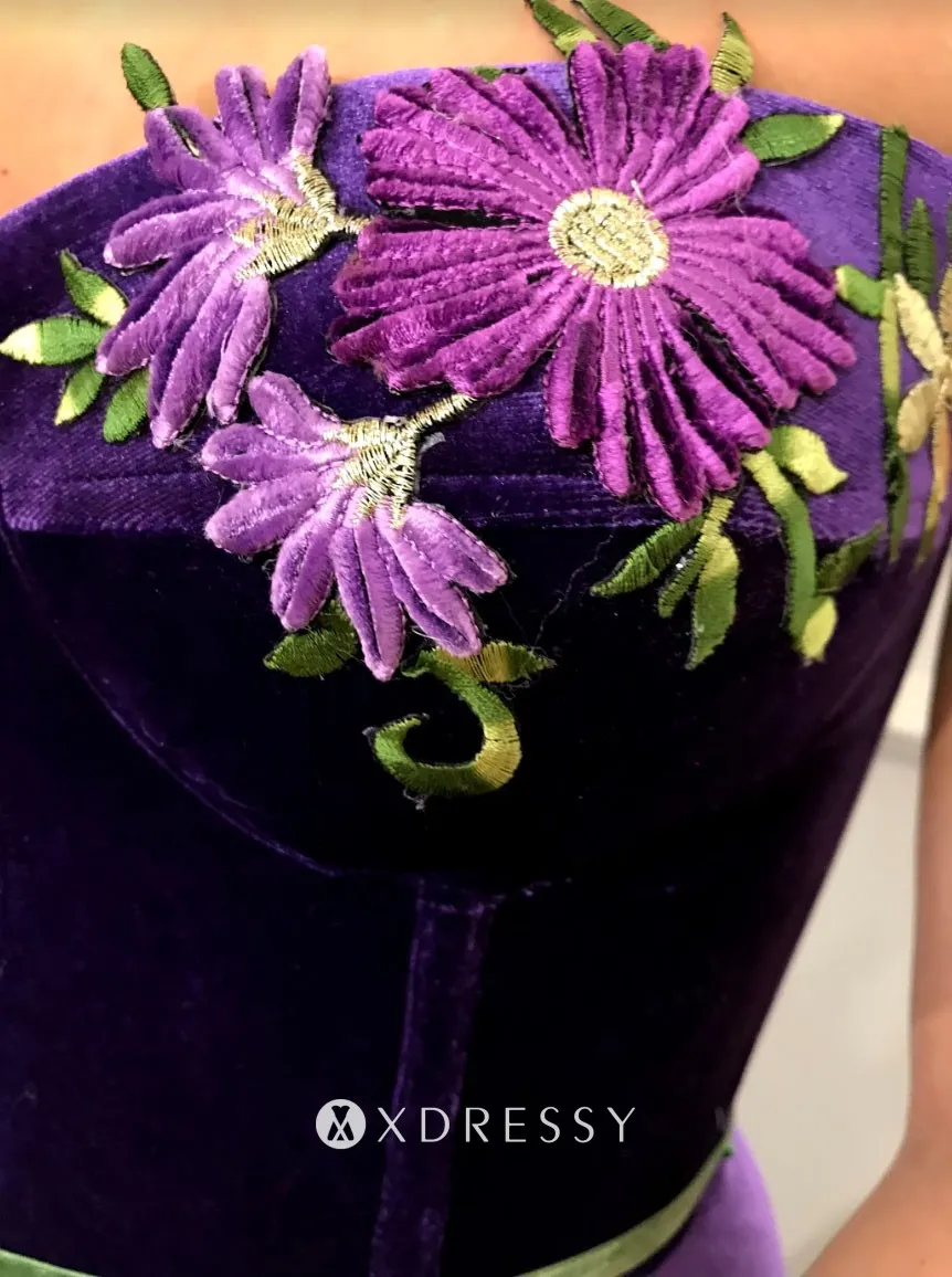 flowers sweetheart purple velvet ball gown flowers sweetheart purple velvet ball gown
