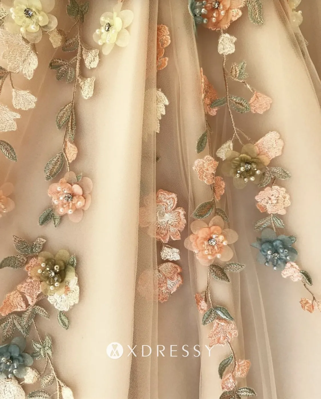 handmade flowers appliqued tulle fairy evening gown handmade flowers appliqued tulle fairy evening gown