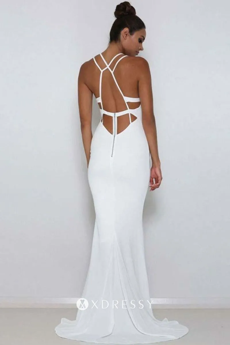 strappy back white body hugging long prom dress strappy back white body hugging long prom dress
