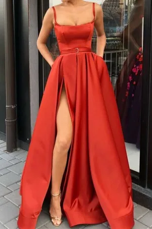 sexy strappy backless thigh split evening dress