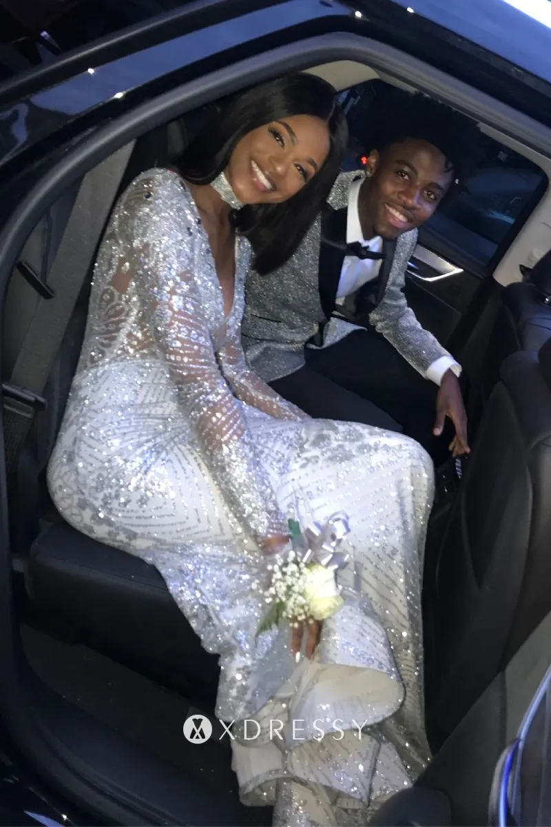 long silver beading mermaid prom dress long silver beading mermaid prom dress