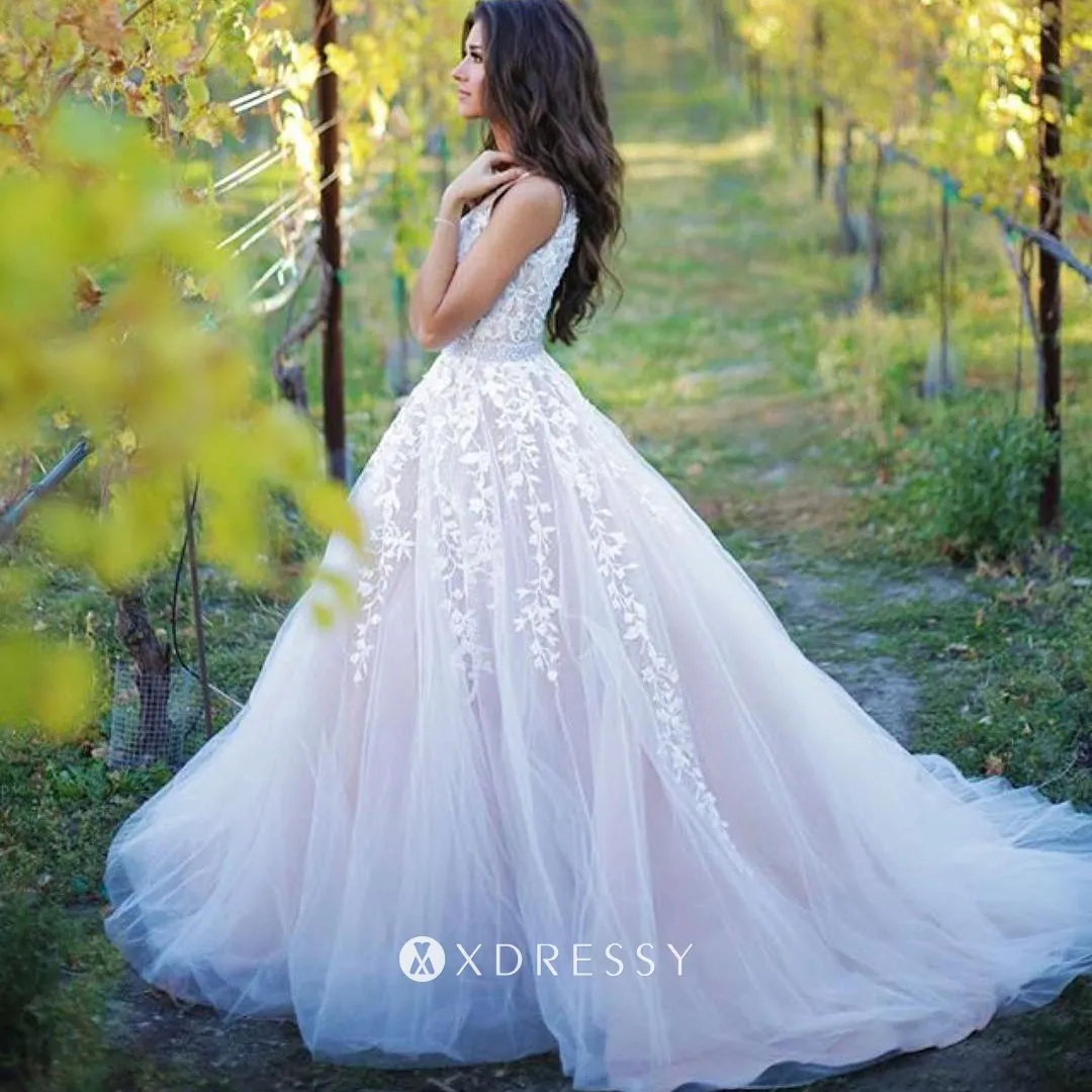 champagne engagement ballgown with long train