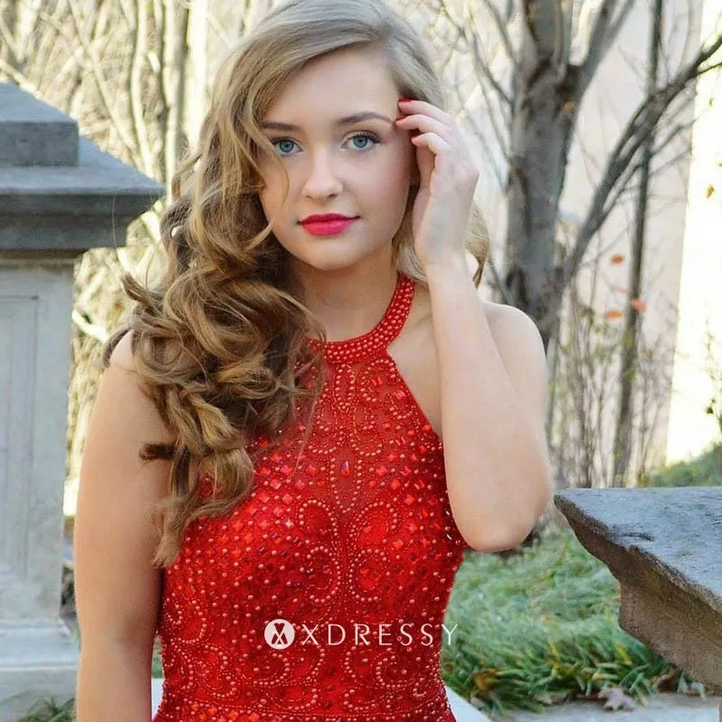 halter neck sleeveless beaded bodice red engagement dress halter neck sleeveless beaded bodice red engagement dress
