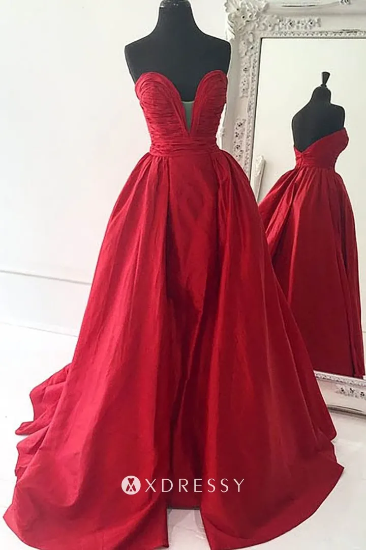 strapless pleated bodice red overskrit prom dress strapless pleated bodice red overskrit prom dress