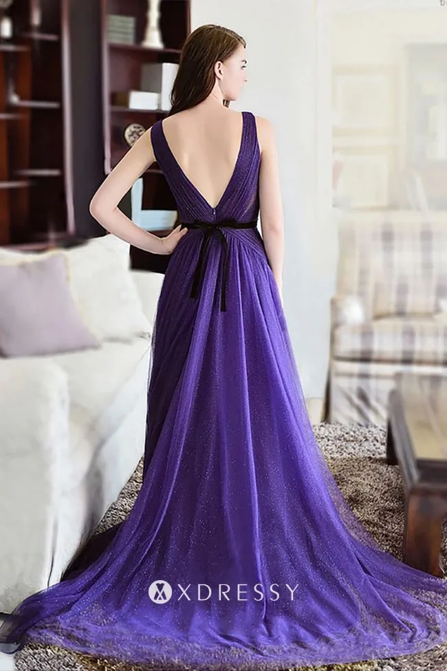 V back shimmer red tulle formal dress V back shimmer red tulle formal dress