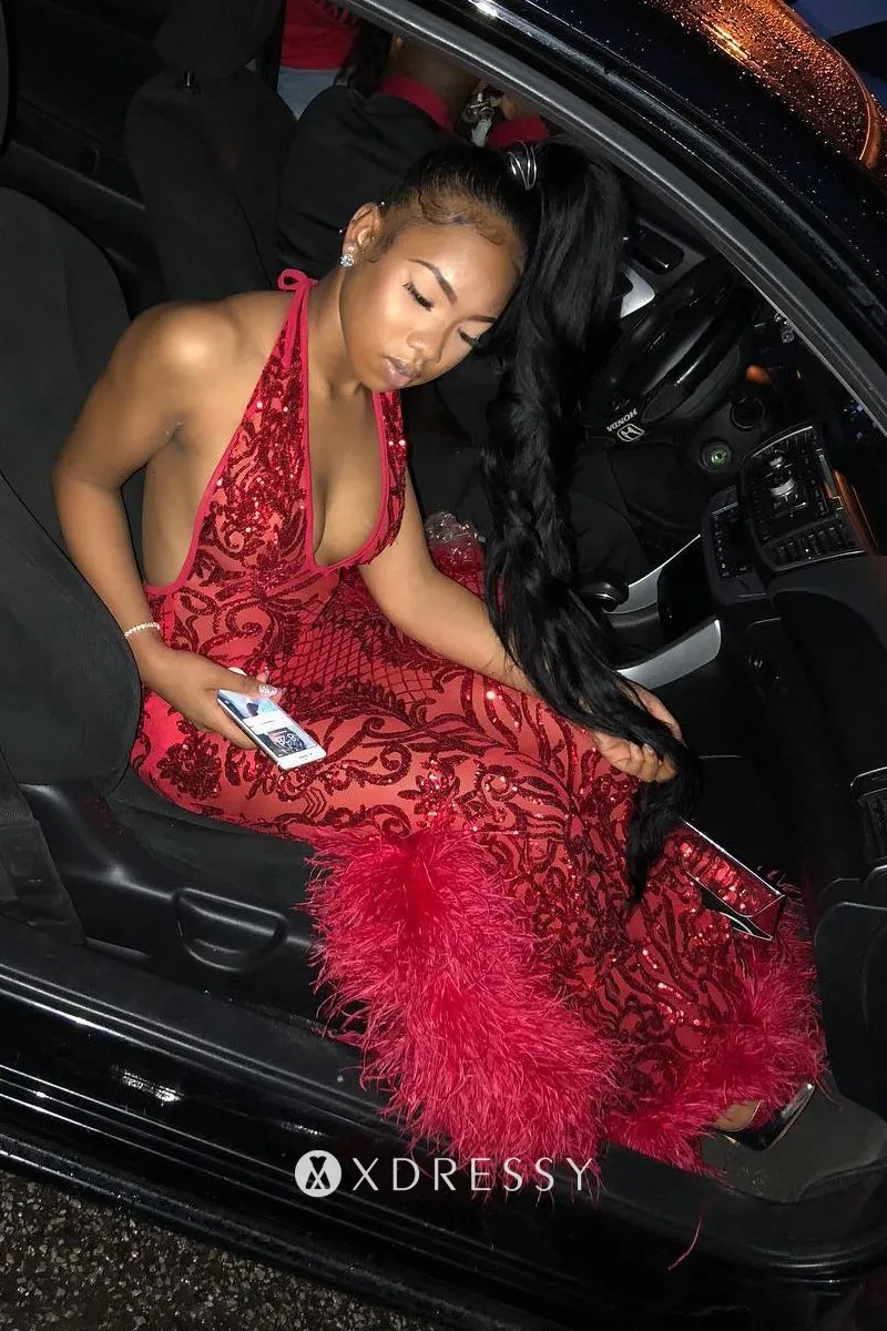 backless feather long train prom dress backless feather long train prom dress