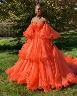 orange fancy dresses