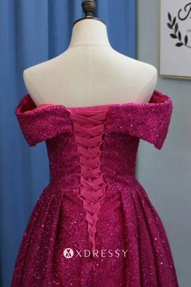 lace up back glitter magenta sequin long prom dress lace up back glitter magenta sequin long prom dress