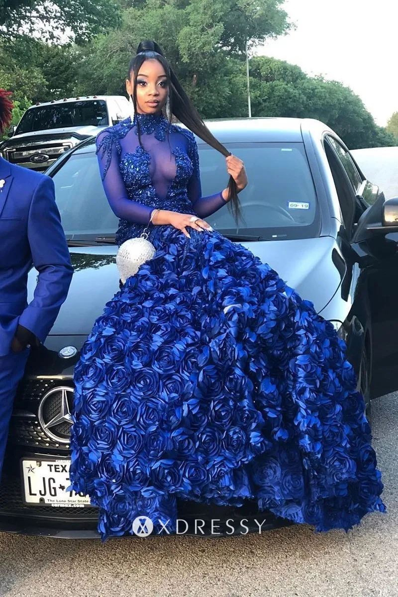 royal blue dress with rhinestones
