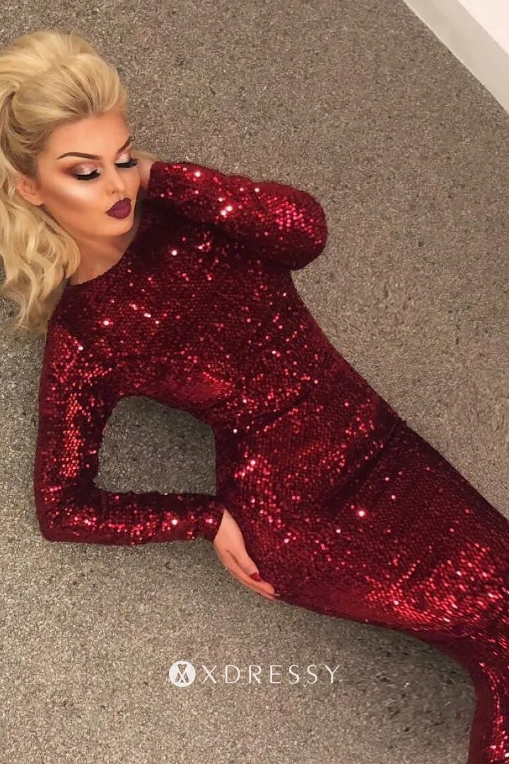 mermaid tea length wine sequin prom gown mermaid tea length wine sequin prom gown