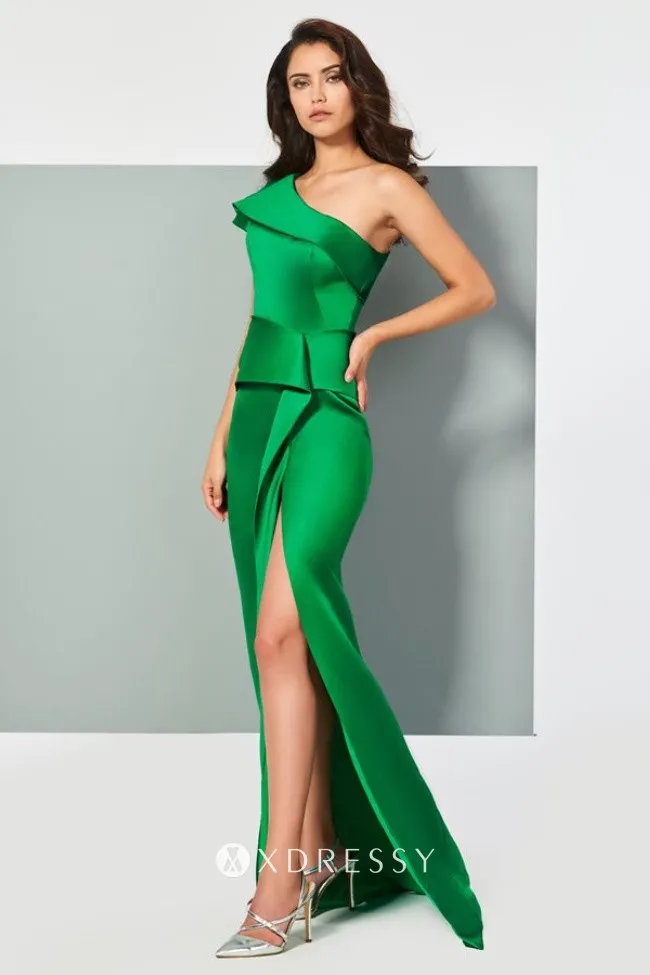thigh high slit green satin prom dress thigh high slit green satin prom dress