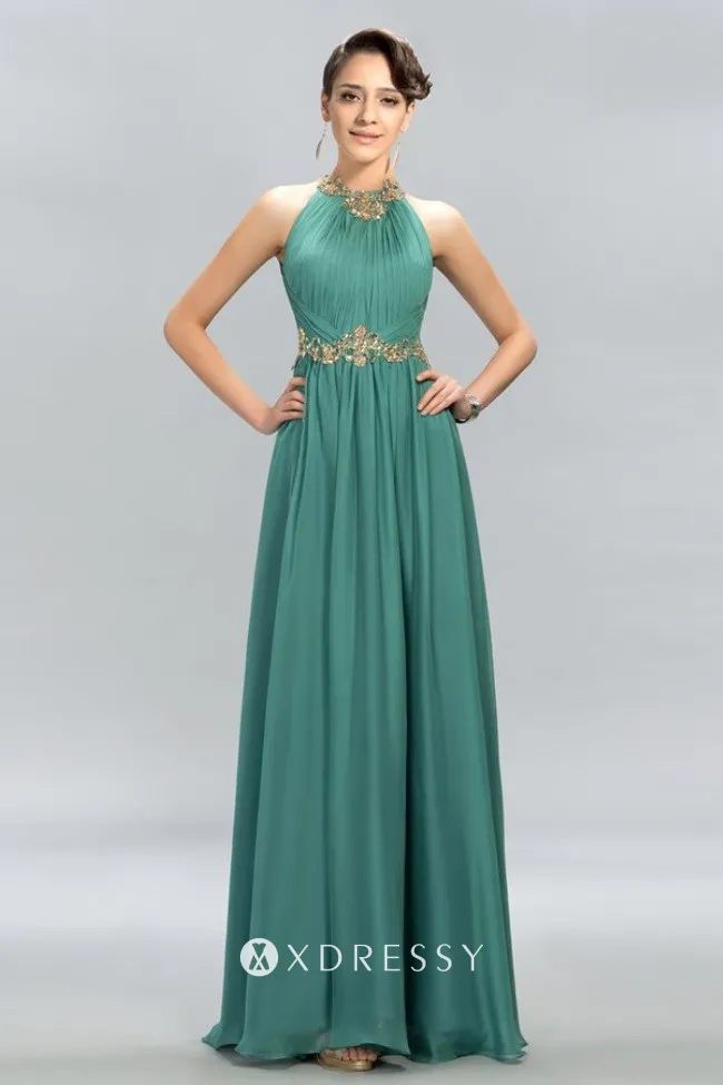 jade chiffon A line long formal dress jade chiffon A line long formal dress